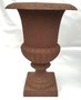 Cast iron garden vase with rust patina