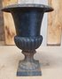Antique black cast iron garden vase