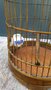 Ronde antieke houten vogelkooi groot