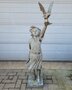 Antiek brons standbeeld Meisje met de Vogel