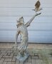 Antiek brons standbeeld Meisje met de Vogel