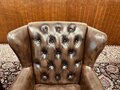 2x Engelse Chesterfield Wingchair fauteuil Donkerbruin