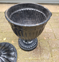 Antique cast iron flower pot with lid