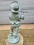 Antiek bronze fontein Jongen met de fluit Gesigneerd
