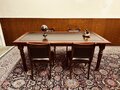 Antieke Engelse bureau schrijftafel vergadertafel met stoelen