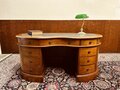 Unique kidney shaped English Chesterfield desk
