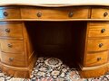 Unique kidney shaped English Chesterfield desk