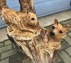 Groot houtsnijwerk van een Uil, Eekhoorn en Vos