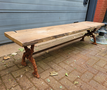 Cast iron garden bench with barn wood