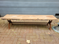 Cast iron garden bench with barn wood