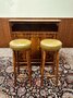 Antique English Chesterfield mahogany bar with bar stools