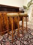 Antique English Chesterfield mahogany bar with bar stools