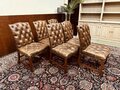 Set Klassieke Engelse Chesterfield Eettafelstoelen